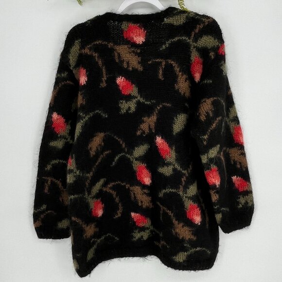 Vintage Talbots Floral Vine Pattern Mohair Blend Cardigan Sweater Size Medium - Picture 3 of 7